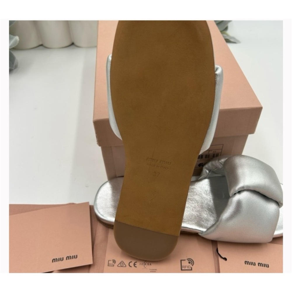 Miu Miu metallic slide sandals size 37 made in Italy - Picture 5 of 7